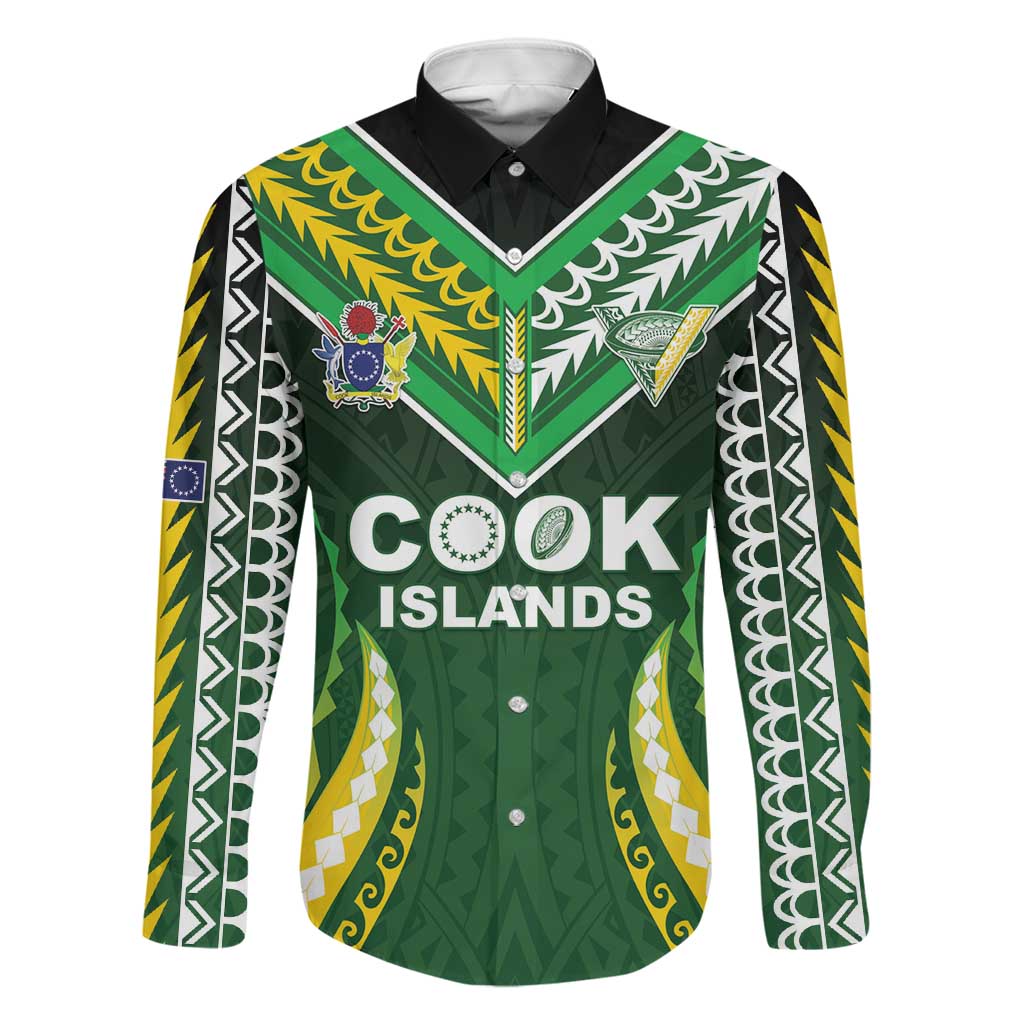 Custom Cook Islands Rugby Family Matching Tank Maxi Dress and Hawaiian Shirt Unique Style Green Version - Polynesian Pride