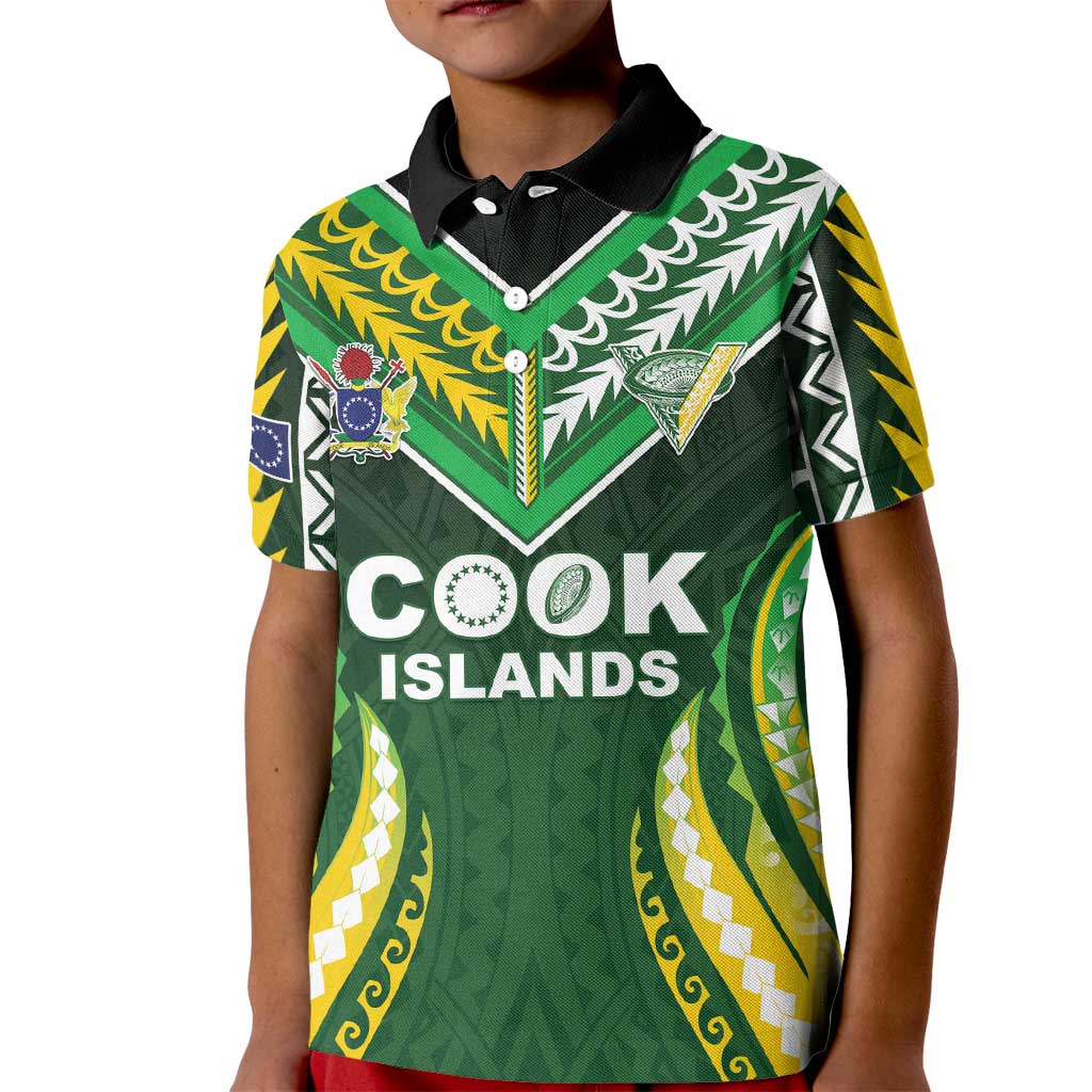 Custom Cook Islands Rugby Kid Polo Shirt Unique Style Green Version - Polynesian Pride
