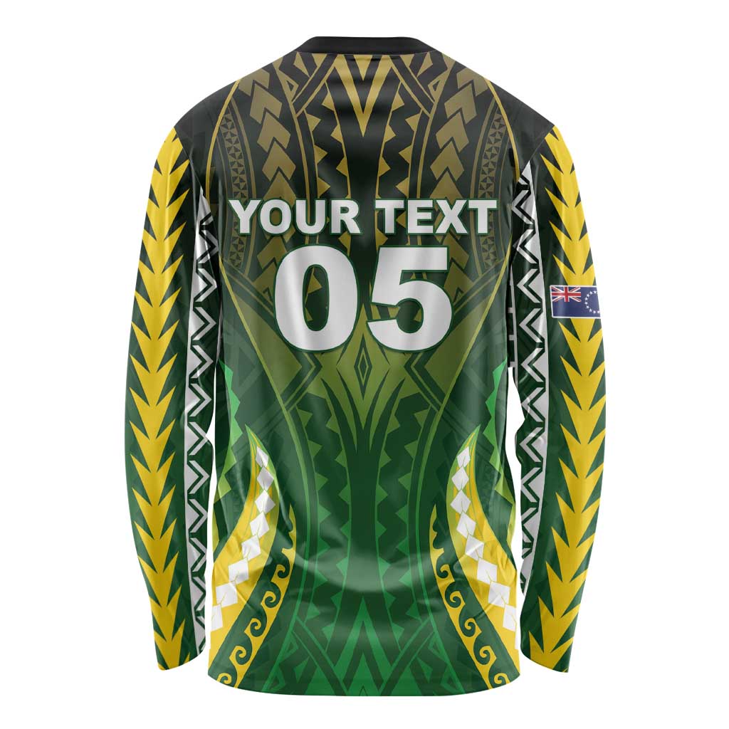 Custom Cook Islands Rugby Long Sleeve Shirt Unique Style Green Version - Polynesian Pride