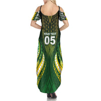 Custom Cook Islands Rugby Summer Maxi Dress Unique Style Green Version - Polynesian Pride