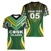 Custom Cook Islands Rugby Women V-Neck T-Shirt Unique Style Green Version - Polynesian Pride