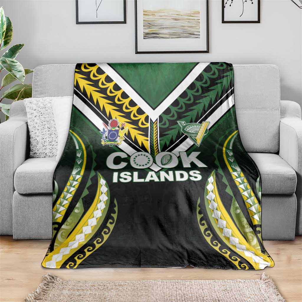 Cook Islands Rugby Blanket Unique Style Black Version - Polynesian Pride
