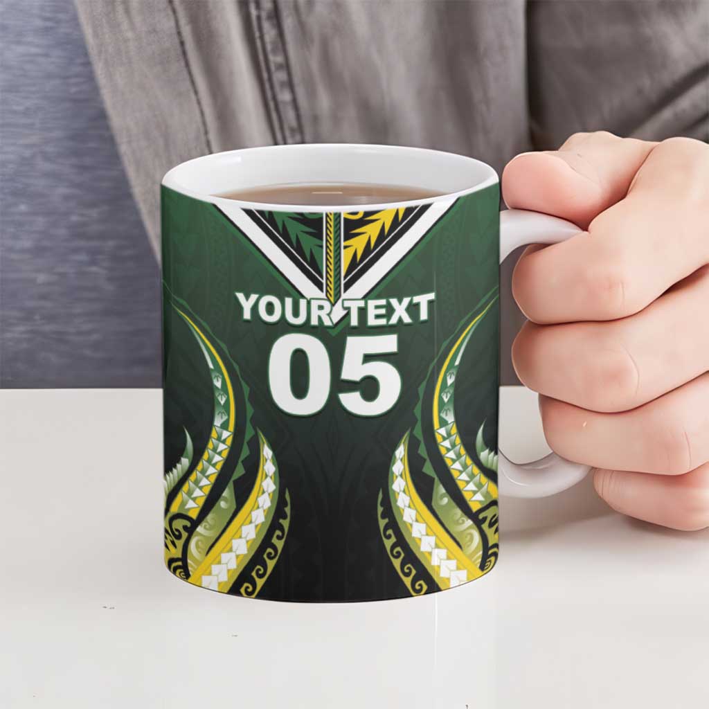 Custom Cook Islands Rugby Ceramic Mug Unique Style Black Version - Polynesian Pride