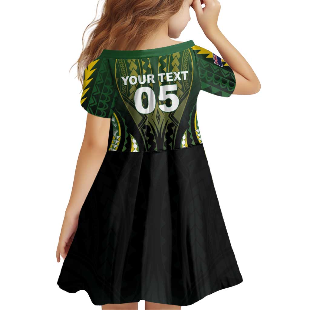 Custom Cook Islands Rugby Family Matching Off Shoulder Short Dress and Hawaiian Shirt Unique Style Black Version - Polynesian Pride