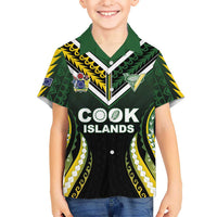 Custom Cook Islands Rugby Family Matching Puletasi and Hawaiian Shirt Unique Style Black Version - Polynesian Pride