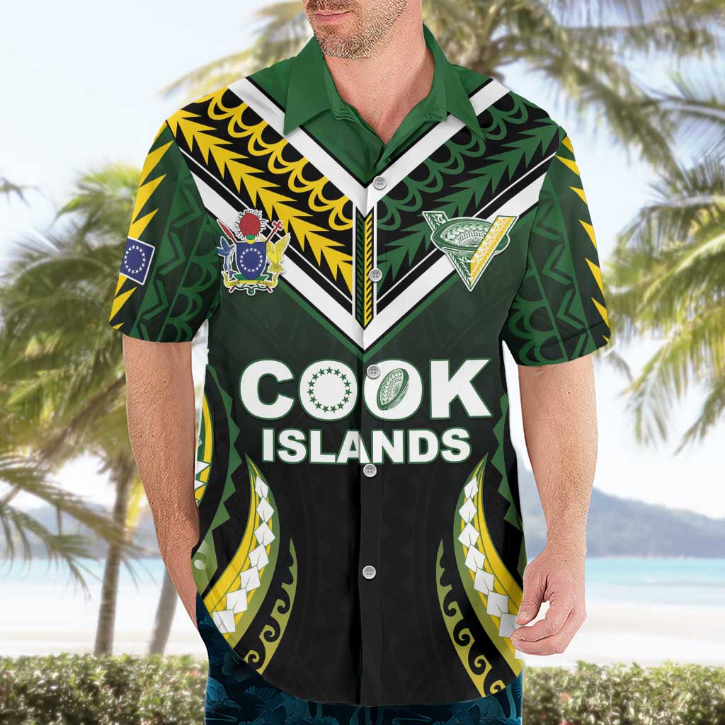 Custom Cook Islands Rugby Hawaiian Shirt Unique Style Black Version - Polynesian Pride