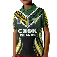 Custom Cook Islands Rugby Kid Polo Shirt Unique Style Black Version - Polynesian Pride