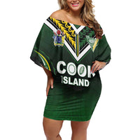Custom Cook Islands Rugby Off Shoulder Short Dress Unique Style Black Version - Polynesian Pride