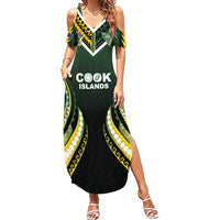 Custom Cook Islands Rugby Summer Maxi Dress Unique Style Black Version - Polynesian Pride