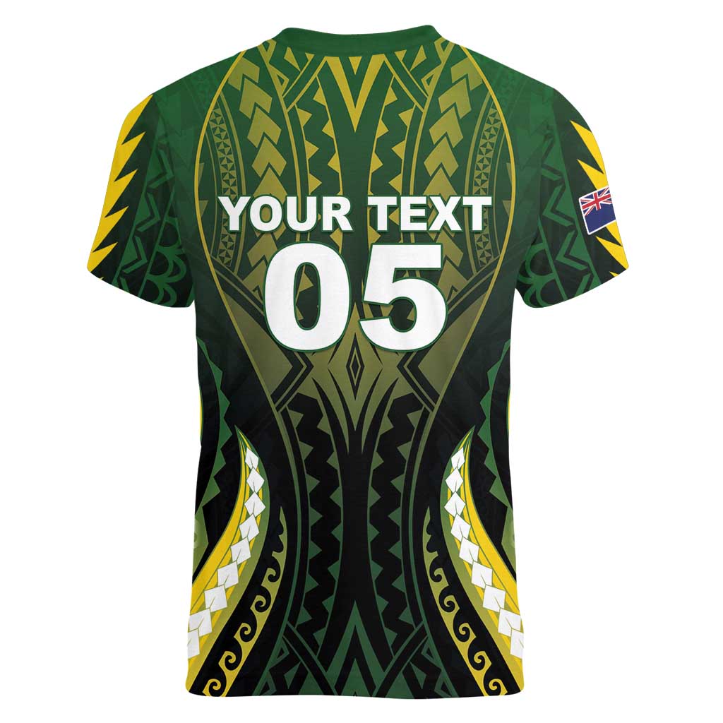 Custom Cook Islands Rugby Women V-Neck T-Shirt Unique Style Black Version - Polynesian Pride