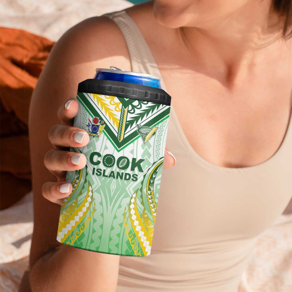 Custom Cook Islands Rugby 4 in 1 Can Cooler Tumbler Unique Style White Version - Polynesian Pride