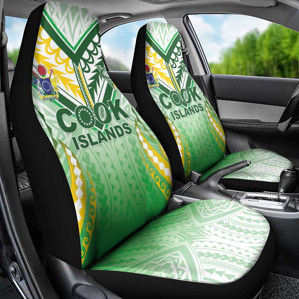 Cook Islands Rugby Car Seat Cover Unique Style White Version - Polynesian Pride