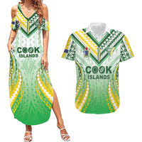 Custom Cook Islands Rugby Couples Matching Summer Maxi Dress and Hawaiian Shirt Unique Style White Version - Polynesian Pride