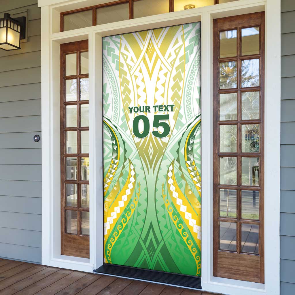 Custom Cook Islands Rugby Door Cover Unique Style White Version - Polynesian Pride