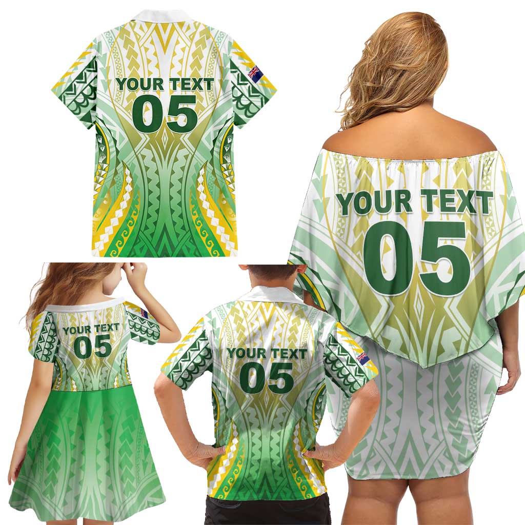 Custom Cook Islands Rugby Family Matching Off Shoulder Short Dress and Hawaiian Shirt Unique Style White Version - Polynesian Pride