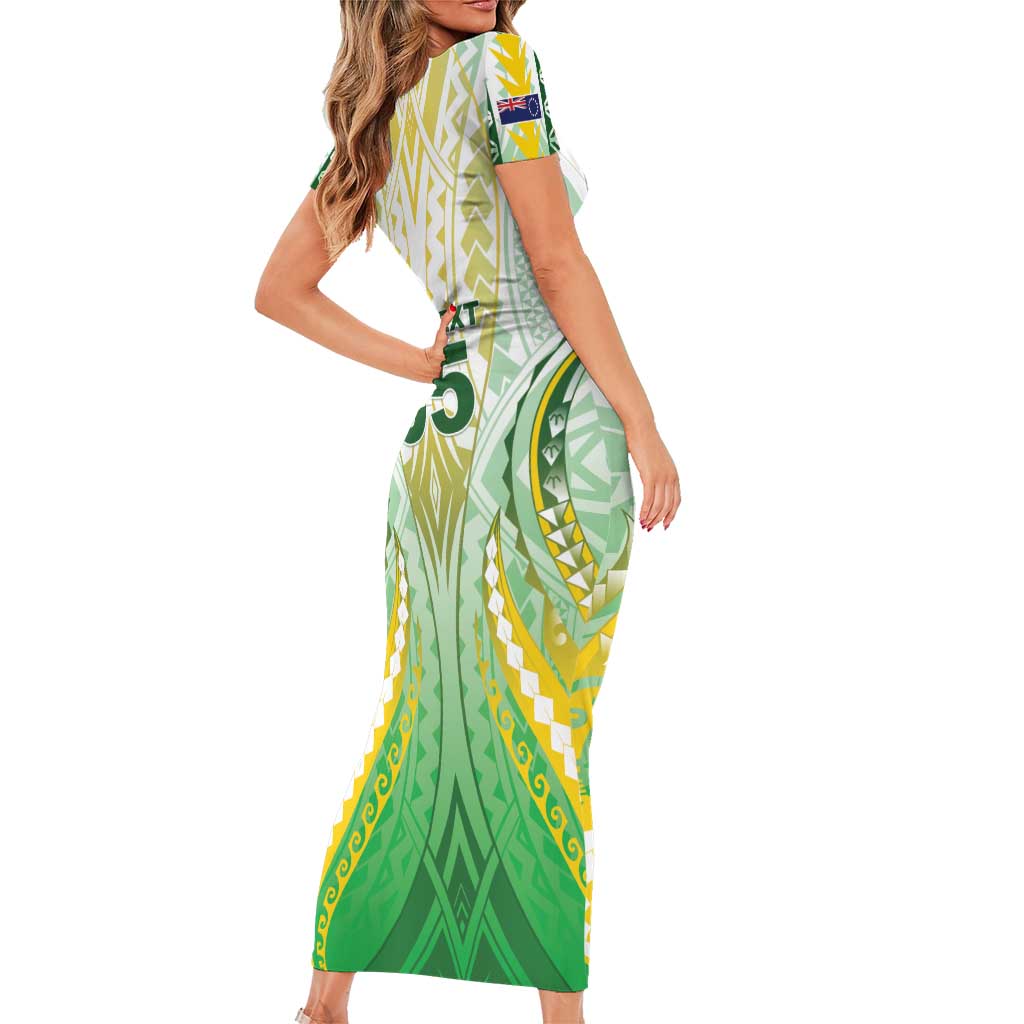 Custom Cook Islands Rugby Family Matching Short Sleeve Bodycon Dress and Hawaiian Shirt Unique Style White Version - Polynesian Pride
