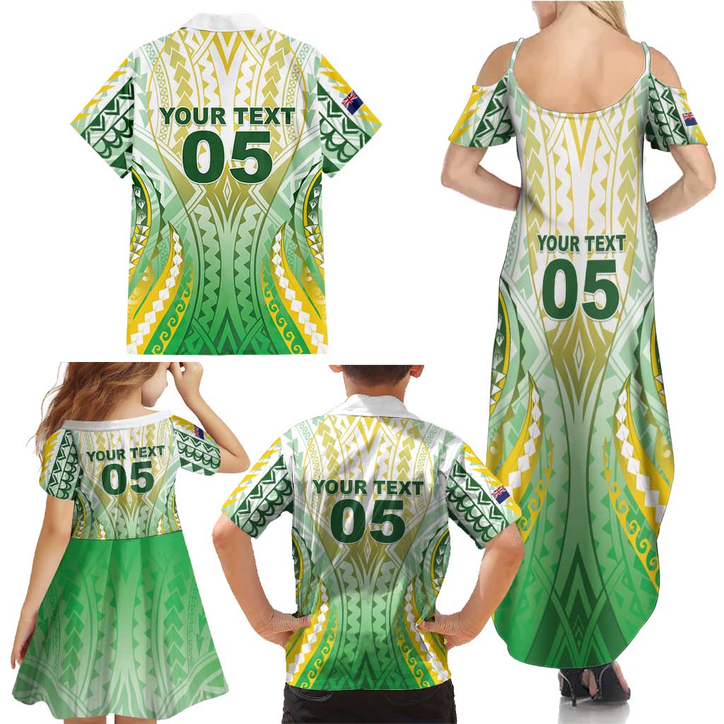 Custom Cook Islands Rugby Family Matching Summer Maxi Dress and Hawaiian Shirt Unique Style White Version - Polynesian Pride