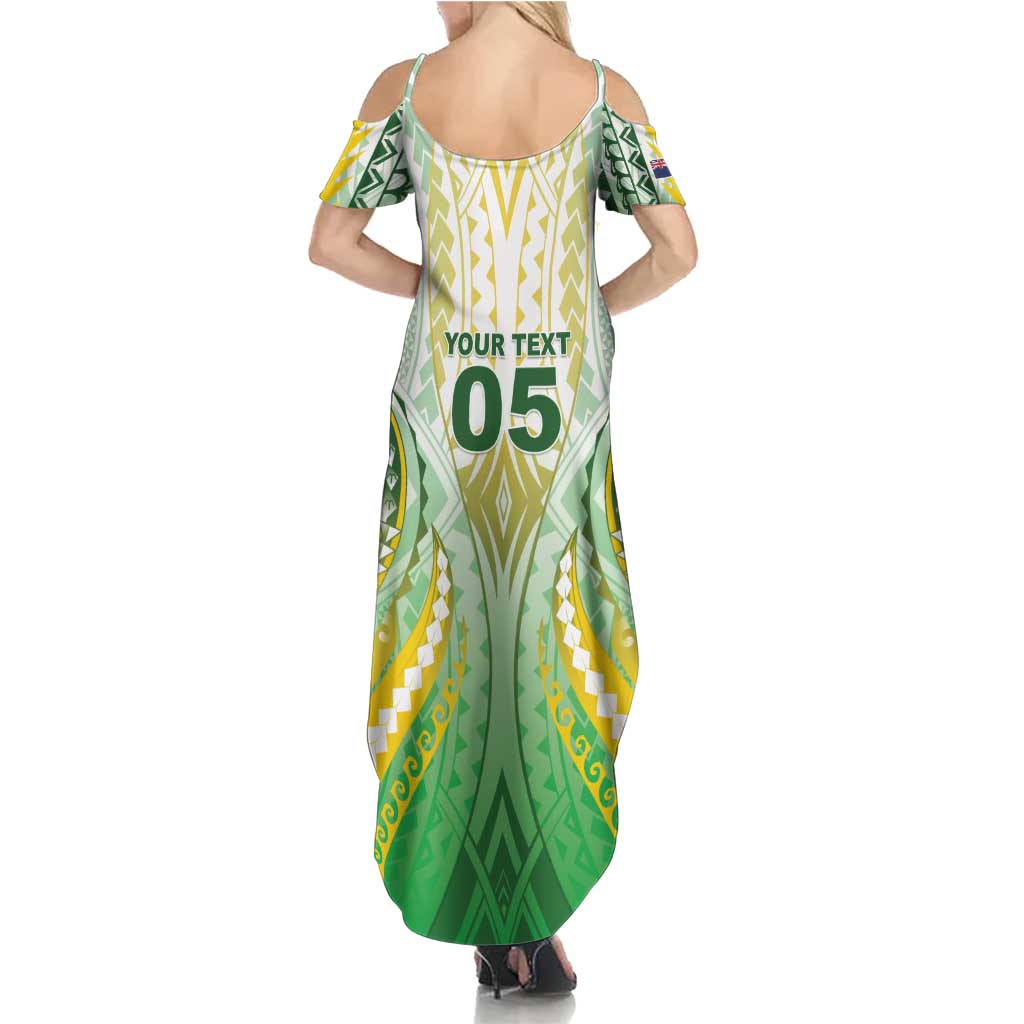 Custom Cook Islands Rugby Family Matching Summer Maxi Dress and Hawaiian Shirt Unique Style White Version - Polynesian Pride