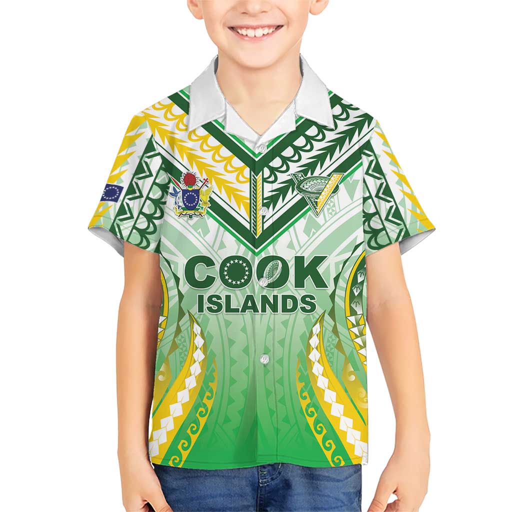 Custom Cook Islands Rugby Kid Hawaiian Shirt Unique Style White Version - Polynesian Pride