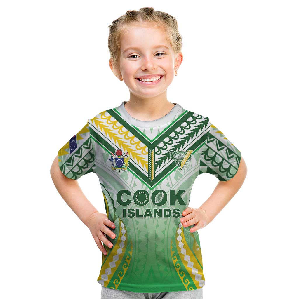 Custom Cook Islands Rugby Kid T Shirt Unique Style White Version - Polynesian Pride