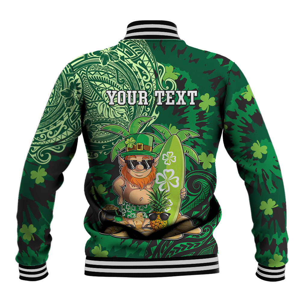 Personalised Hawaii St.Patrick Day Baseball Jacket Surfing Leprechaun LT05 - Polynesian Pride