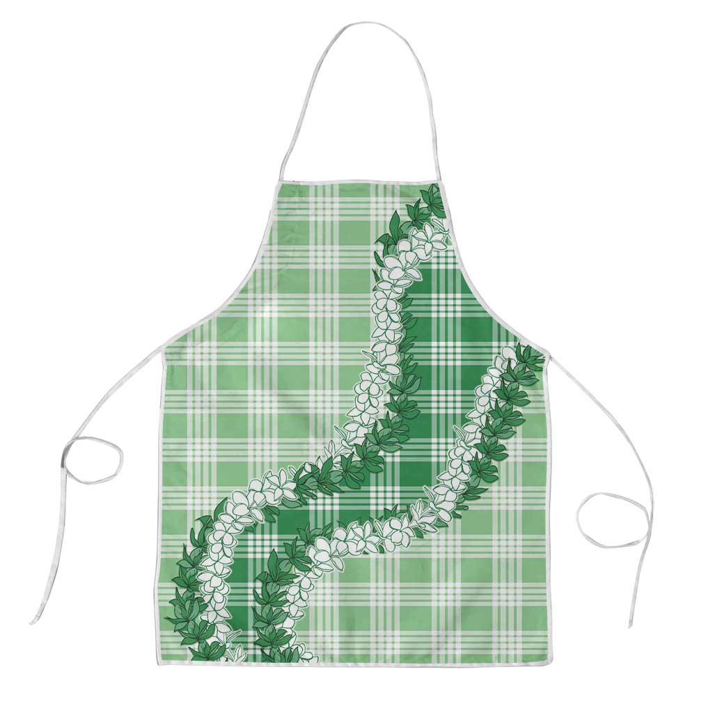 Green Hawaii Palaka Apron Hawaiian Honohono Lei