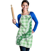 Green Hawaii Palaka Apron Hawaiian Honohono Lei