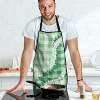 Green Hawaii Palaka Apron Hawaiian Honohono Lei