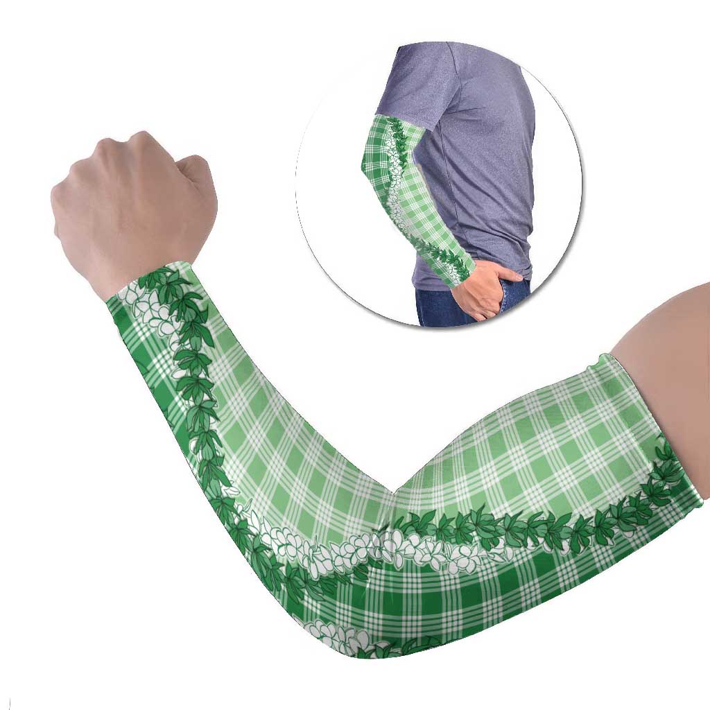 Green Hawaii Palaka Arm Sleeves Hawaiian Honohono Lei