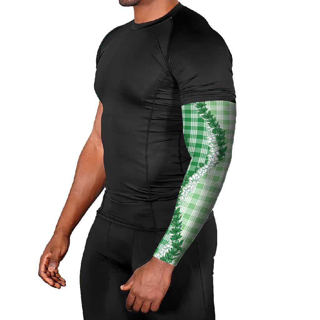Green Hawaii Palaka Arm Sleeves Hawaiian Honohono Lei