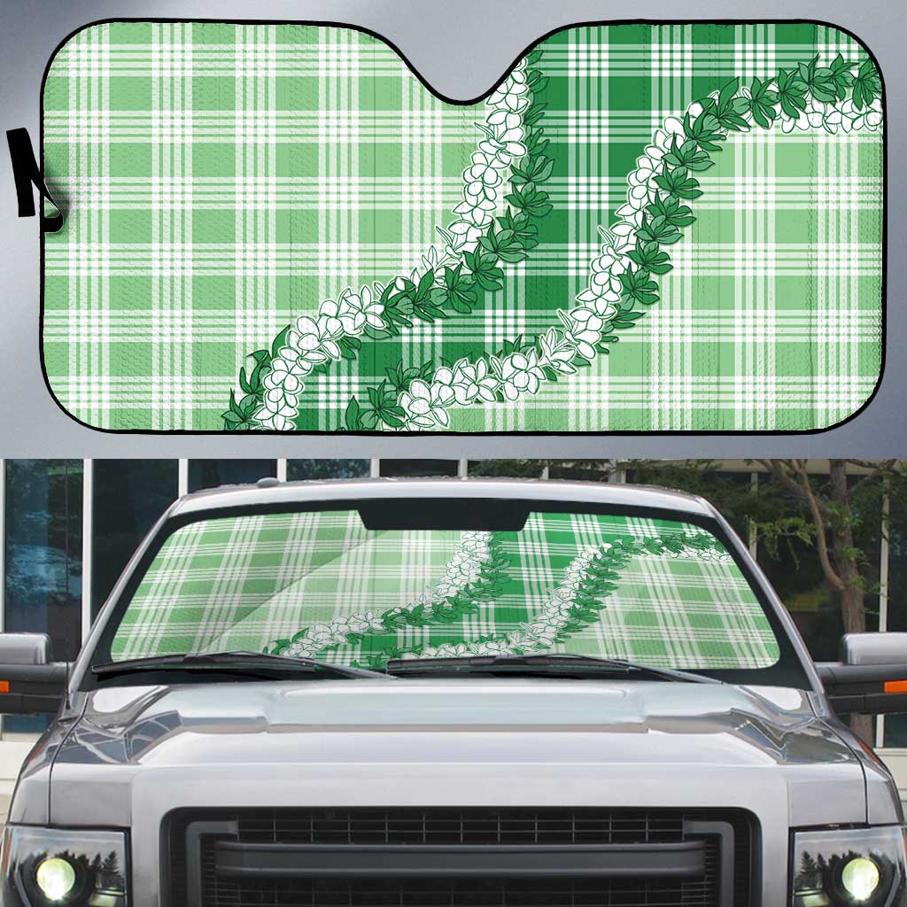 Green Hawaii Palaka Auto Sun Shade Hawaiian Honohono Lei