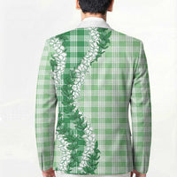 Green Hawaii Palaka Blazer Hawaiian Honohono Lei