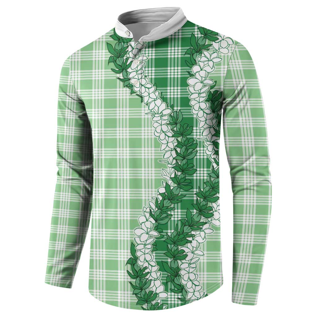Green Hawaii Palaka Button Sweatshirt Hawaiian Honohono Lei