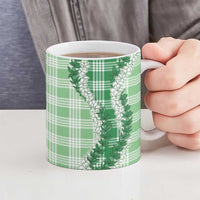 Green Hawaii Palaka Ceramic Mug Hawaiian Honohono Lei