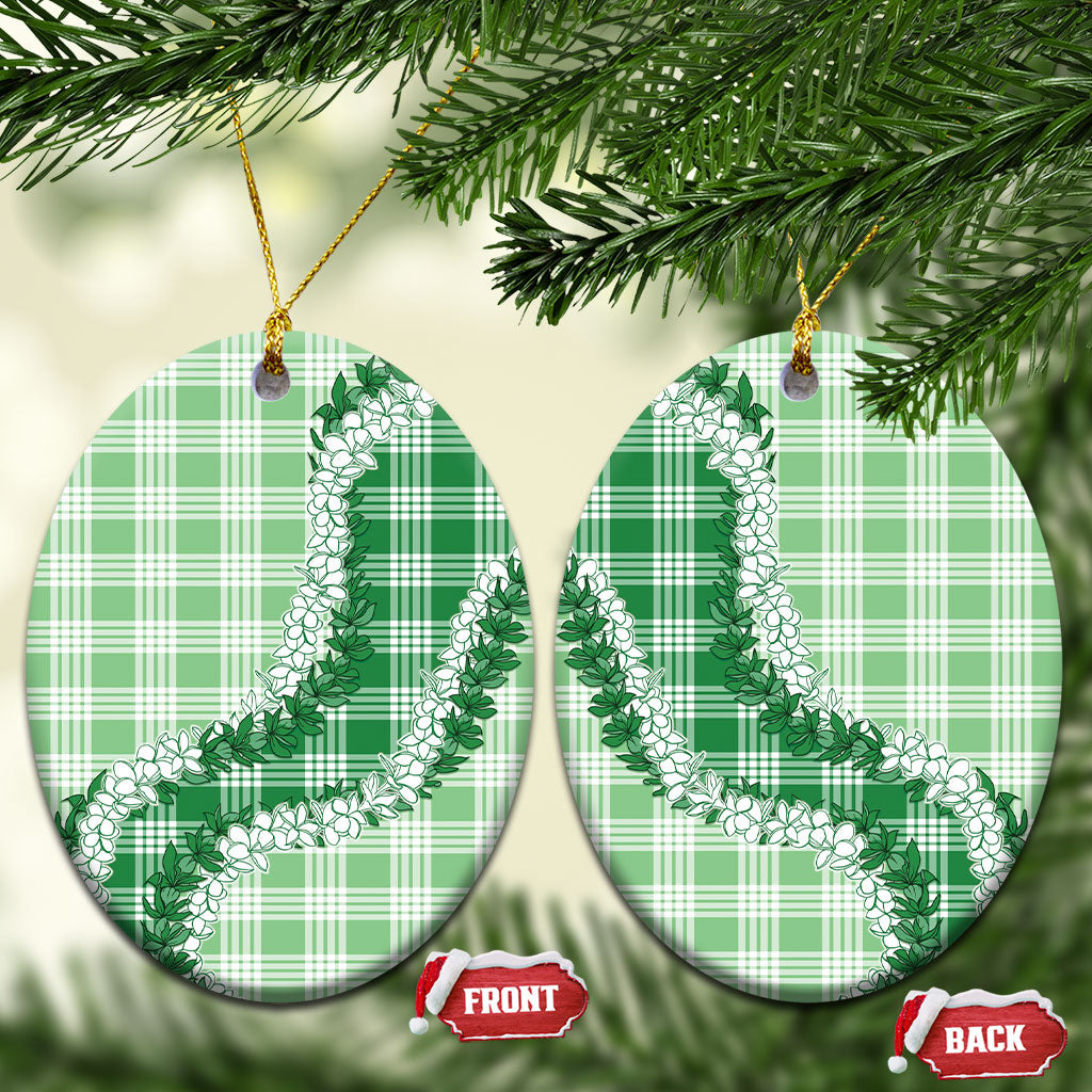 Green Hawaii Palaka Ceramic Ornament Hawaiian Honohono Lei LT05 Oval Green - Polynesian Pride