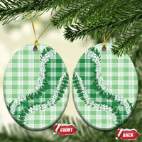 Green Hawaii Palaka Ceramic Ornament Hawaiian Honohono Lei LT05 Oval Green - Polynesian Pride