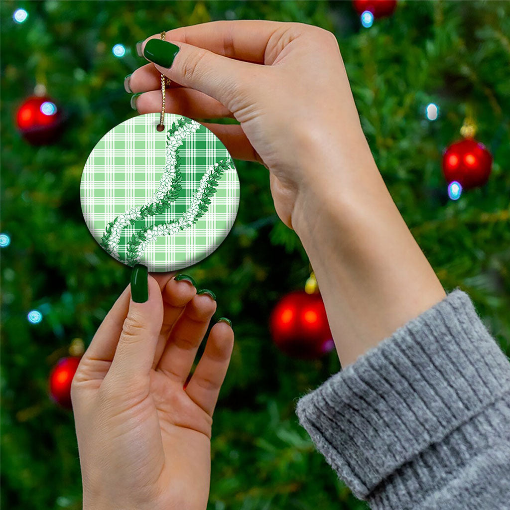 Green Hawaii Palaka Ceramic Ornament Hawaiian Honohono Lei LT05 - Polynesian Pride