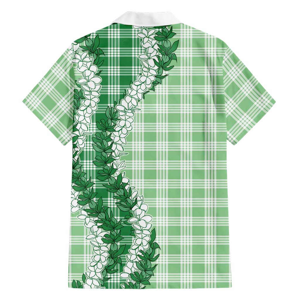 Green Hawaii Palaka Family Matching Off Shoulder Maxi Dress and Hawaiian Shirt Hawaiian Honohono Lei LT05 - Polynesian Pride