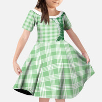 Green Hawaii Palaka Family Matching Short Sleeve Bodycon Dress and Hawaiian Shirt Hawaiian Honohono Lei LT05 Daughter's Dress Green - Polynesian Pride