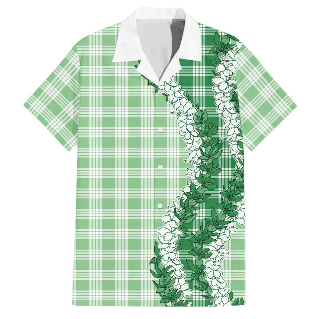 Green Hawaii Palaka Family Matching Summer Maxi Dress and Hawaiian Shirt Hawaiian Honohono Lei LT05 Dad's Shirt - Short Sleeve Green - Polynesian Pride