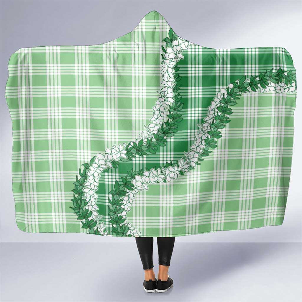 Green Hawaii Palaka Hooded Blanket Hawaiian Honohono Lei