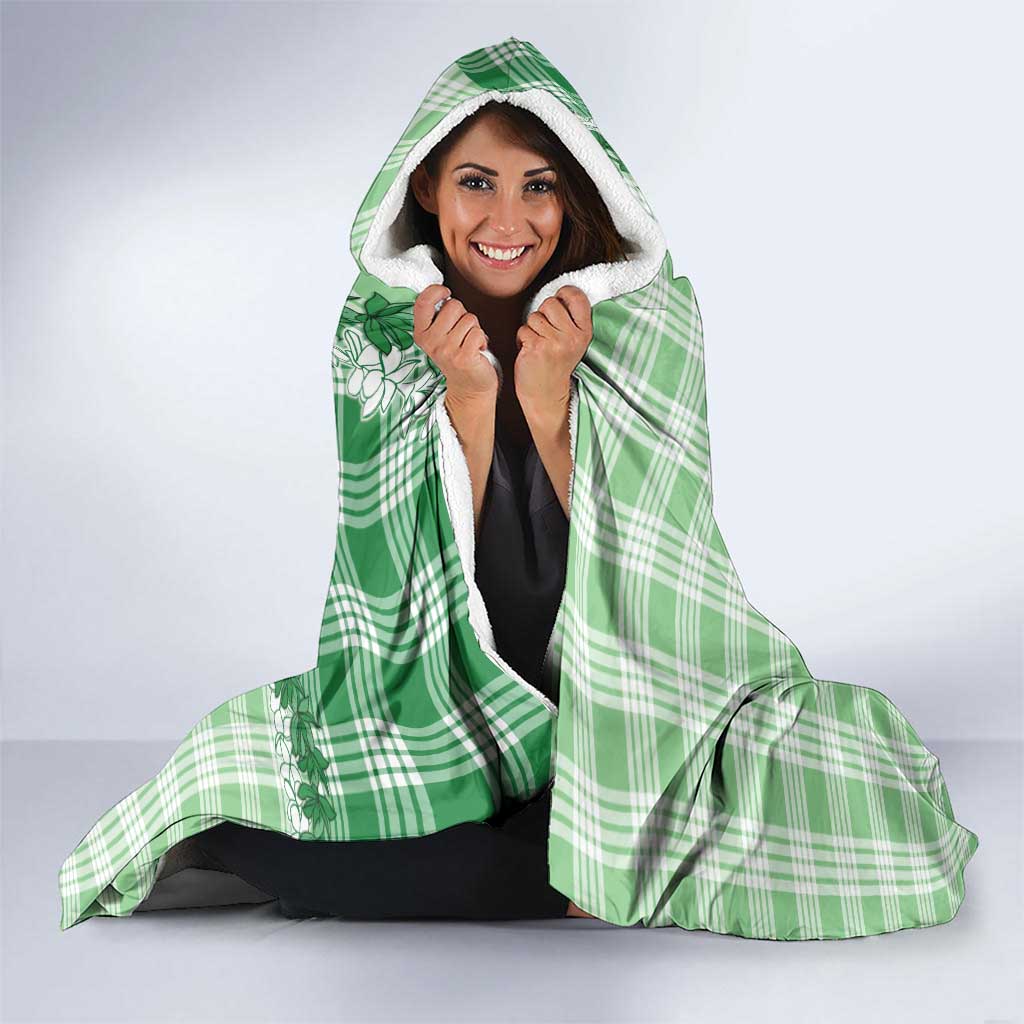 Green Hawaii Palaka Hooded Blanket Hawaiian Honohono Lei