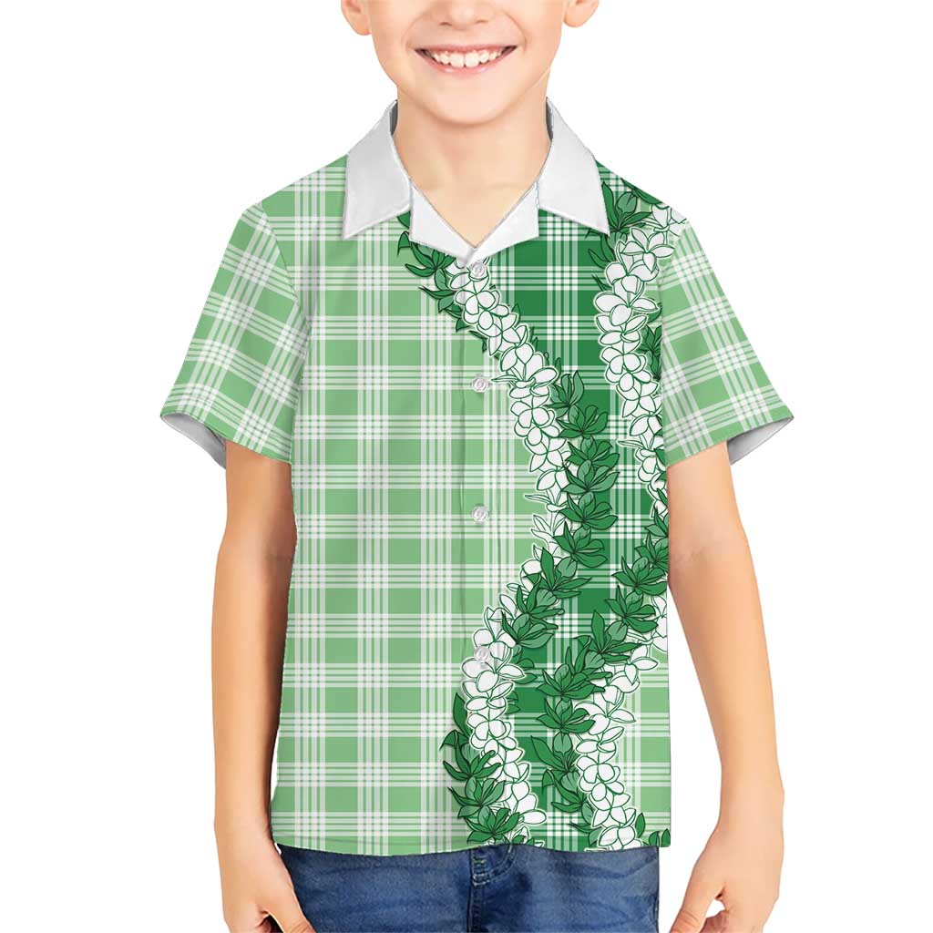 Green Hawaii Palaka Kid Hawaiian Shirt Hawaiian Honohono Lei