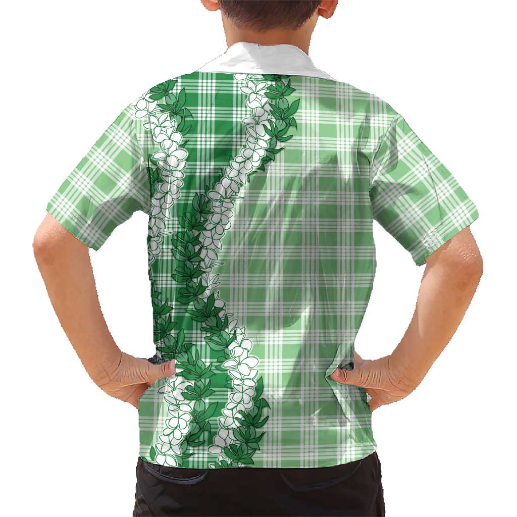 Green Hawaii Palaka Kid Hawaiian Shirt Hawaiian Honohono Lei