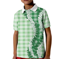 Green Hawaii Palaka Kid Polo Shirt Hawaiian Honohono Lei