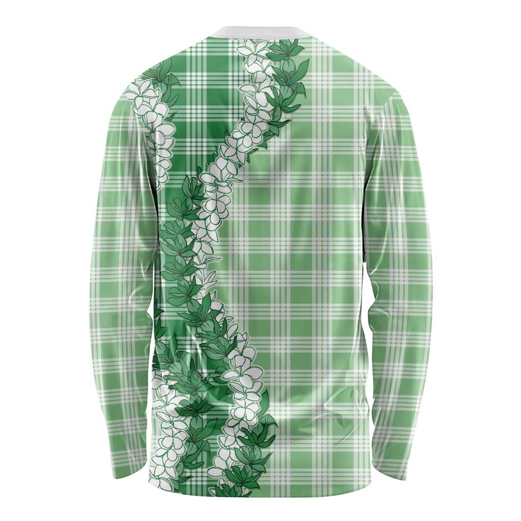 Green Hawaii Palaka Long Sleeve Shirt Hawaiian Honohono Lei