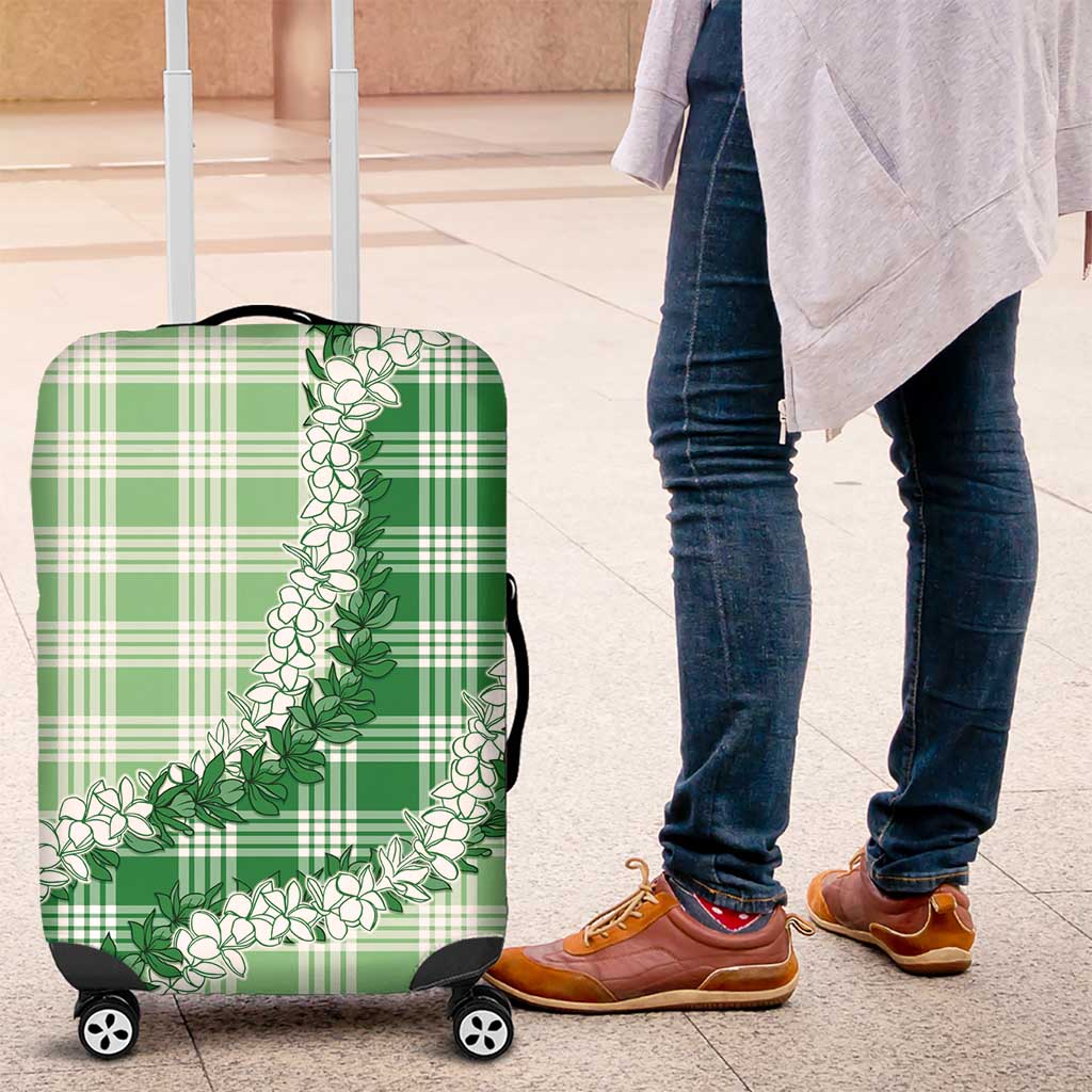 Green Hawaii Palaka Luggage Cover Hawaiian Honohono Lei