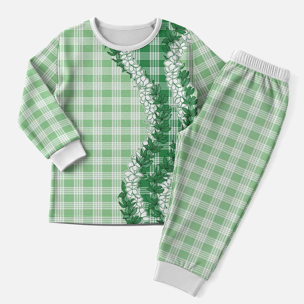 Green Hawaii Palaka Pajama Set Hawaiian Honohono Lei