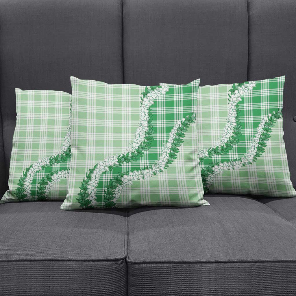 Green Hawaii Palaka Pillow Cover Hawaiian Honohono Lei