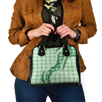 Green Hawaii Palaka Shoulder Handbag Hawaiian Honohono Lei